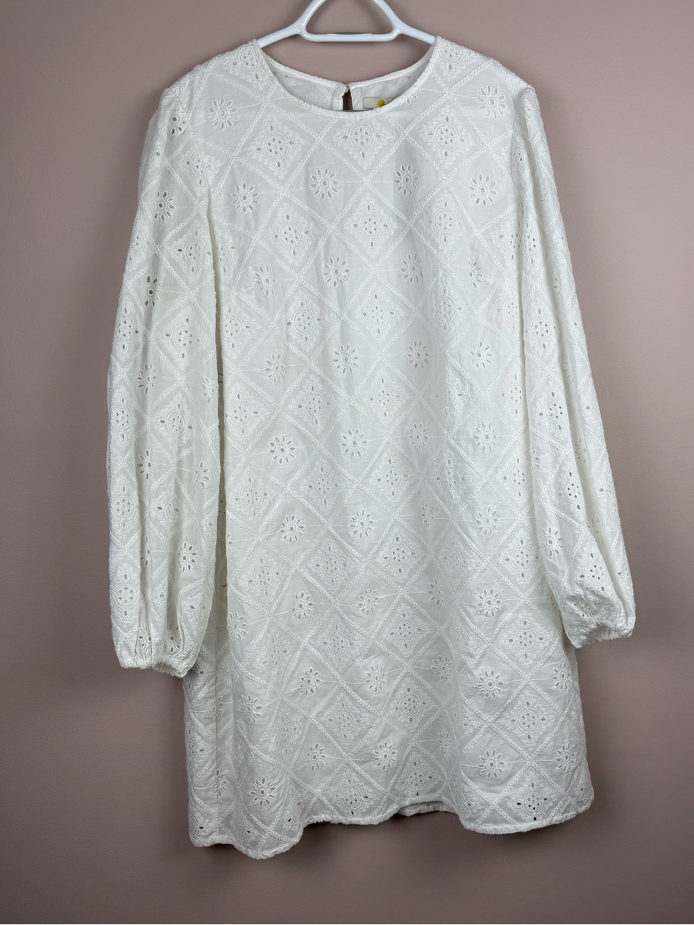 BODEN | White Broderie Anglaise Mini Shift Dress size XL 16 / 18 Eyelet Cotton